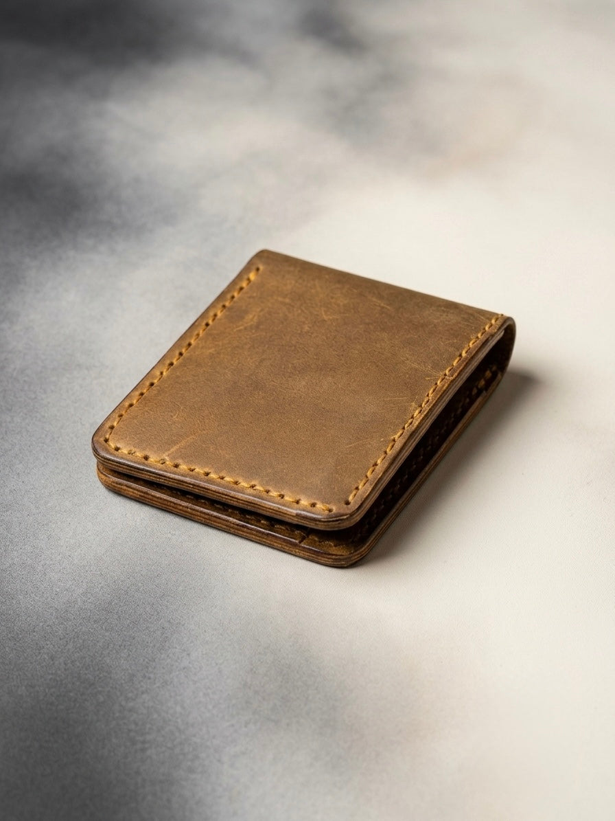 Premium Genuine Leather Minimalist Bifold Wallet – Hand-Stitched Slim Card Holder